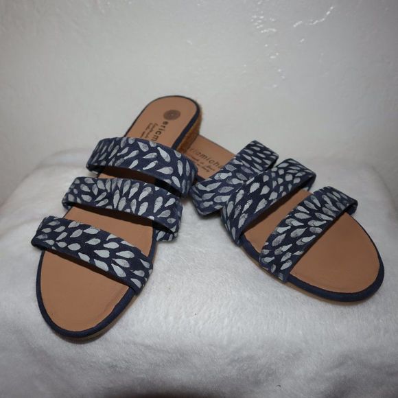 Eric Michael Blue/White Droplet Reese Suede Espadrille Sandals Women's Size 41 - Picture 5 of 9